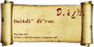 Dalkó Áron névjegykártya